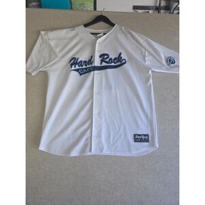 Hard Rock Cafe Hollywood White Baseball Jersey XXL Button Front Save The Planet